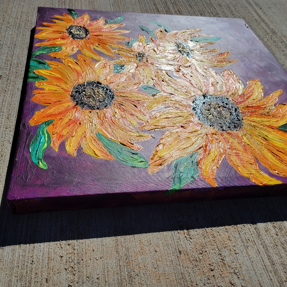 "Sun Chasers"Acrylic on Gallery Wrapped Canvas Original Artwork 24in X 24in - Picture 7 of 8